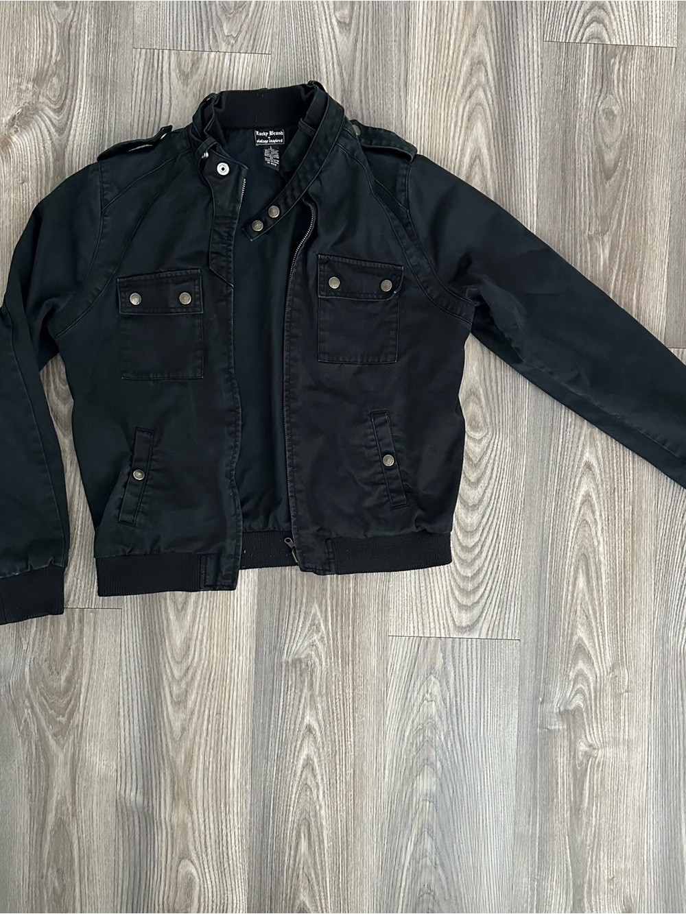 Lucky Brand Vintage Inspired Women’s L Black Utility Moto Jacket